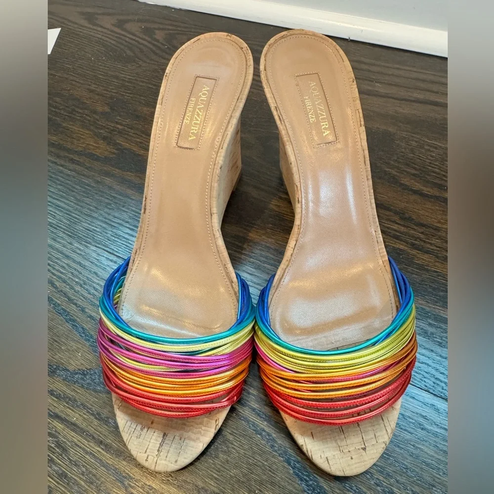Aquazzura Rainbow Cork Wedge Sandals - Picture 2 of 5